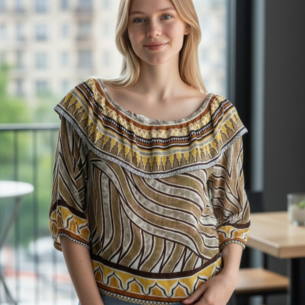 Chicos Womens Off-Shoulder Boho Top Size Womens size medium Chicos size 1‎